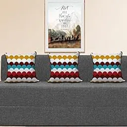 Screw & Art Modern 3 Seater 5 * 6 Jute Fabric Washable Cover Sofa Cum Bed 3 Seater Double Foam Fold Out Sofa Cum Bed (Gery)-picture-11