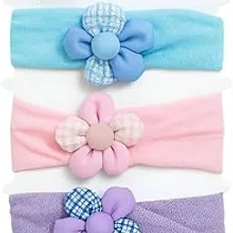 Baby Station Baby Girl Headbands Set of 3 | Soft & Stretchable Floral Hairbands | Cute & Comfortable Head Wraps for Newborns & Infants (7, 0-24 Months)-picture-21