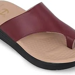 liberty Healers ZUBIE-3E Casual Toe Ring Slipper for Women - Cherry & Beige | Casual Slip-on Slippers Footwear | Lightweight EVA Sole - Suitable For Outdoor, Monsoon & Rainy Season Footwear for Ladies-picture-21