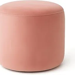 Velvet Ottoman Stool for Living Room | Round Pouffe Puffy Footrest Stool for Sitting, Bedroom & Office | Wooden Base, Soft Cushion Pouf Furniture (Pink)-picture-15