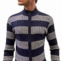 forwards Striped T-Neck Full-Sleeve Full-Zip Sweater for Men-picture-19