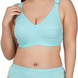 Women's Cotton Mix Full Coverage Non Padded Bra Panty Set for Heavy Bust Lingerie Set Combo-image-16