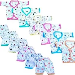 vfirst Born Baby Kids Dress Kids Multicolor Soft Cotton Printed Full Sleeve Shirt Top Pajama Pant Casual Dress Combo Pack of - 6-picture-22