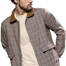 campus sutra Men's Jacket With Fleece Collar For Casual Wear | Spread Collar | Long Sleeve | Zipper Closure | Cotton Jacket Crafted With Comfort Fit For Everyday Wear-picture-33