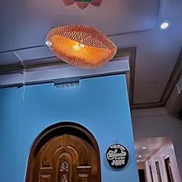 The Alpines Bamboo Moonshade Hanging Lamp Without Bulb Natural & Handmade Hanging Lamp For Hotel, Resturant, Cafe, Home Decor Lights-picture-17