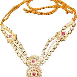 Women's Gold-Plated Matha Patti - Sheeshphool - Bridal Jewellery - Mathapatti With Borla - Rajasthani Style Jewellery (25 * 4 * 1.5 Cm)-picture-44