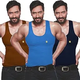 amul comfy Men's Plain Cotton Multi Colour Sleeveless Vest Pack of 3 (Assorted Colours May Vary)-picture-16