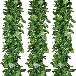 Artificial Green Leaf Money Plant | 8 Feet Bel Vine Creeper | Hanging Decoration Fake Money Plant Leaves Garland | Home Decor for Door, Wall, Balcony, Diwali Decoration for Home (2 Pcs)-picture-28