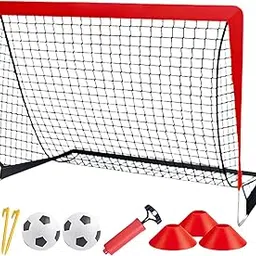 Merishopp Kids Soccer Goals Lightweight with Soccer Ball for Outdoor Sport Garden Yard 1 Net Red-image-62