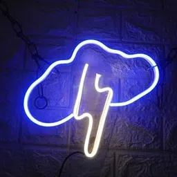 SG Print Cloud with Thunder Led Neon Sign Light for Wall Decor, Bedroom, Kids Room, Living Room, Bar, Party, Christmas, Wedding(12x12) Blue+Warm White-image-86