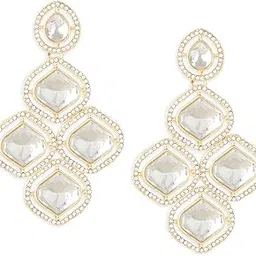 zaveri pearls Gold Tone Dazzling Stones Austrian Diamonds Statement Dangler Earring For Women-ZPFK18007-picture-26