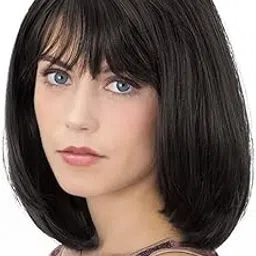 ASG Bob Wig with Bangs Natural Brown Short Straight Wigs for Women Shoulder Length Heat Resistant Synthetic Natural Color Wigs (8626C)-picture-12