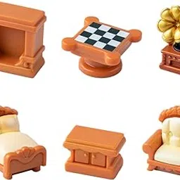 KalamkariX 6PCS Tiny House for Living Real Home, Miniature Furniture, Tiny Home for Living, European Style Mini Furniture Including Fireplace, Gramophone, Chess Table, Nightstand, Bed and Sofa-picture-19