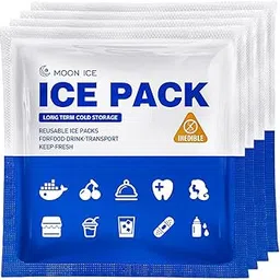 Blue Ice Packs for Coolers, Shipping and Lunch Box | Cold for Up to 48 Hours | Slim Size Long-Lasting Reusable Ice Pack | Gel Freezer Packs for Camping, Beach, Fishing, Shipping Food (4" X 4" 24pcs)-image-2