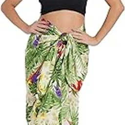 celby Beach Wear Swimsuit Cover up Wrap Sarong Light Green with Floral Print-picture-43