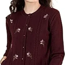 clapton Floral Embroidered Cardigan Sweater for Women, Button-up Front, 2 Side Pockets, Regular Fit-picture-14