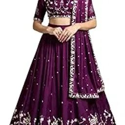 anshu signature Designer Lehenga Choli with Dupatta Set for Women | Embroidered Top, Long Sleeves Gathered Semi-Stitched Bottom & Dupatta | Purple Ethnic Outfit | Stylish & Attractive Choli-picture-26