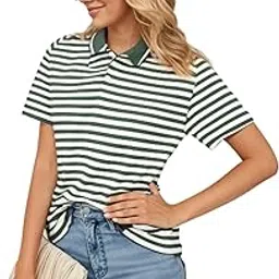 mack jonney Women's Striped Cotton Rich Polo T Shirt | Collar Tshirts | Half Sleeves | Stripe-Regular Fit-MACK640589-picture-13