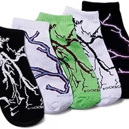 sockscarving feel the comfort 5 Pure Cotton Premium Pairs Lightning Pattern Low Cut Ankle Socks, Cotton, Multi-Colour For Men & Women - Stretchable Free Size Anti Odur Sweat Free Anti slip-picture-55