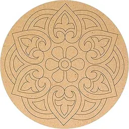 Pre-Marked MDF Cutout for Craft Rangoli Design | Cute Kraft Style Mandala Artwork | Traditional Wall Decor | Decorative Art Panel | 10 Inch |3.2mm Thickness-picture-59