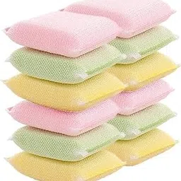 ShopiMoz Scratch Proof Kitchen Utensil Scrubber Pads for Dishwashing, Bathroom and Toilet Cleaning, Multicolor, Pack of 12-picture-16