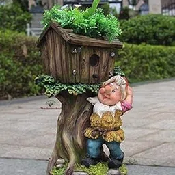 The Decorshed Resin gnome hut Planter for Home Decor, Garden Decor, Room Decor, 4 X 10, 1 Piece, Multicolour, Floral-picture-30