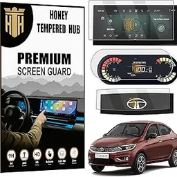 HONEY TEMPERED HUB (3 PACK) Screen Guard For ( TATA TIGOR 2025 ) XZ+ ,XZ+ TECH LUX / 10.25 Inch Infotainment (Thin Bezels) + Steering + Instrument Cluster Protector / Anti Scratch /TataTigor Car Digital Display Accessories [Not Tempered Glass]-picture-63