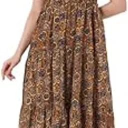 Women's Pure Cotton Sleeveless Printed A-Line Midi Dress for Women-picture-56