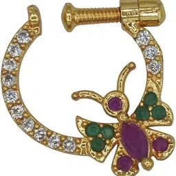 Butterfly Design Non-Piercing Screw Press Nose Pin For Women And Girls-picture-35