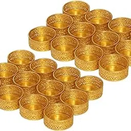 NRSON® Metal Tealight Candle Holder Stands Round for Diwali Decoration,Home Decoration Pooja thali (Set of 24 Candle Holder)-picture-20
