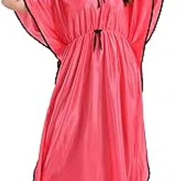 fabme Women's Printed Satin Kaftan Nighty, Maxi - Pack of 1-picture-32