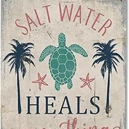 UYIKG Summer Ocean Beach Wall Decor Sign,Sea Turtle Wood Hanging Sign,Sea Turtle Palm Tree Beach Decorations for Home Coastal Beachy Room 8x10 Inch-image-14
