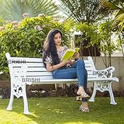 BRISHI 3 Seater cast Iron Garden Bench for Indoor & Outdoor Park/Patio/Living Room/Terrace/Balcony (White) (White + White)-image-32