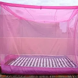 SAMS Creation Nylon HDPE Soft Hanging Mosquito Net (Pink, 7FT*7FT)-picture-29