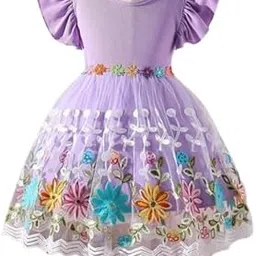 Kid Girls Floral Frock Dress, Short Sleeves-picture-13