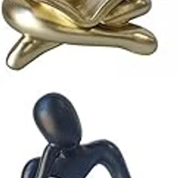 CALANDIS 2Pcs Abstract Thinker Statue Tabletop Sculpture for Home Decor Gold and Black | Figurines-image-35