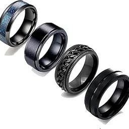 meenaz Black Rings for Men Mens couples gents friends unisex Boys Boyfriend heart love Stainless Steel Stylish Valentine gifts proposal Couple band thumb Titanium Silver gold combo Finger Ring 170-picture-3