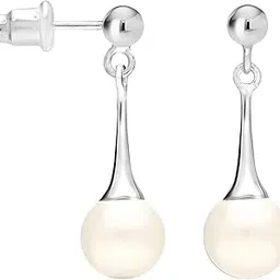 bg jeweller Silver Tone Earrings with Elegant Hanging Pearl Beads for Women and Girls-picture-49