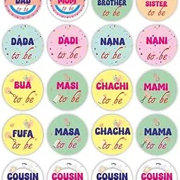 MultiColor Baby Shower Decorations Badges | Baby Shower Buttons Badges For Full Family 5.8 cm-picture-13