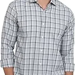 Men Slim Fit Checks Pattern Poly Cotton Blend Semi Cutaway Collar Full Sleeve Casual Shirt-image-44
