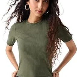the souled store Women's Solid Regular Fit T-Shirt-picture-21