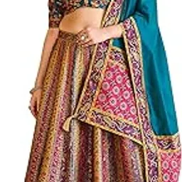 purvaja Women's Jacquard Semi-Stitched Lehenga choli-picture-42