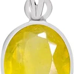 clara Certified Yellow Sapphire (Pukhraj) 5.5cts or 6.25ratti Silver Pendant for Men and Women-picture-23