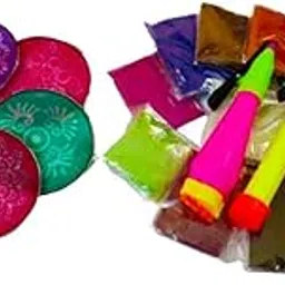 DMS RETAIL Ready to Draw Rangoli Making Kit 5 Pcs Jali 12 Inches+1 Rangoli Filler Pen+1 Rangoli Pen +1 Rangoli Filler+5 Color Glitter+16 Packets Rangoli Color for Floor Decoration-picture-18