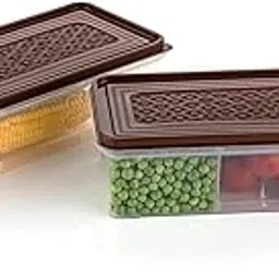 KBS Fridge Storage Container Boxes Organizer with Lid, Air Tight 3 Partition Plastic Storage Box For Vegetable, Grocery, Dry Fruits, Microwave Safe Container For Kitchen Accessories (Pack of 2)-image-28