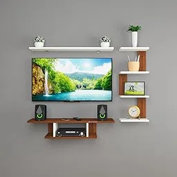 MACWUD Scott Engineered Wood TV Entertainment Unit Set Top Box Stand| Wall Mounted TV Unit | Ideal for Upto 32 Inch TV Unit | Stylish Design for Living Room and Space-Saving TV Unit (Walnut & White)-image-80
