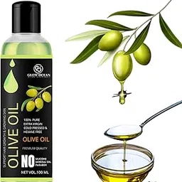 GLOW OCEAN - GLOW EVERYDAY Glowocean 100% Pure&Natural Olive Oil- For Hair,Skin,Body Massage,Face Glowing,Lips&Salad Dressing-100 Ml image 1