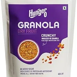Hunger 0 Granola Crunchy Breakfast Cereal | No Added Sugar | High Protein & Antioxidants | Wholegrain & Fiber Rich (Multiflavour) (400g, Granola Dry Fruit)-picture-36
