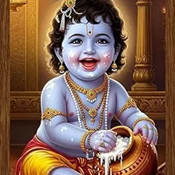 DIVARTH Baby Krishna Photo Frame for Pregnant Women – Kanha Ji Wall Poster for Temple and Bedroom, Peaceful Spiritual Gift for Home Décor 10x13 inch (Brown)-picture-28