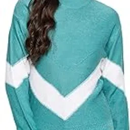cantabil Self Design Blue High Neck Full Sleeves Regular Fit Women Casual Sweater | Casual Winter Sweater for Women | Ladies Sweater for Winter Wear (P_LSWT00097_Aqua)-picture-47